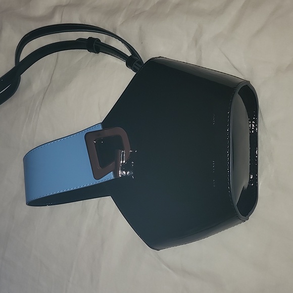 Patent Blue & Black Danse Lente London Johnny Bag - Picture 9 of 11